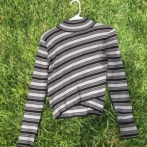 Gray striped turtleneck